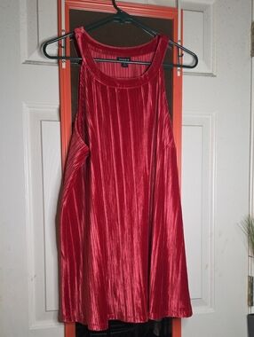 torrid Velvet-Trim Pleated Tank In Bright Pink